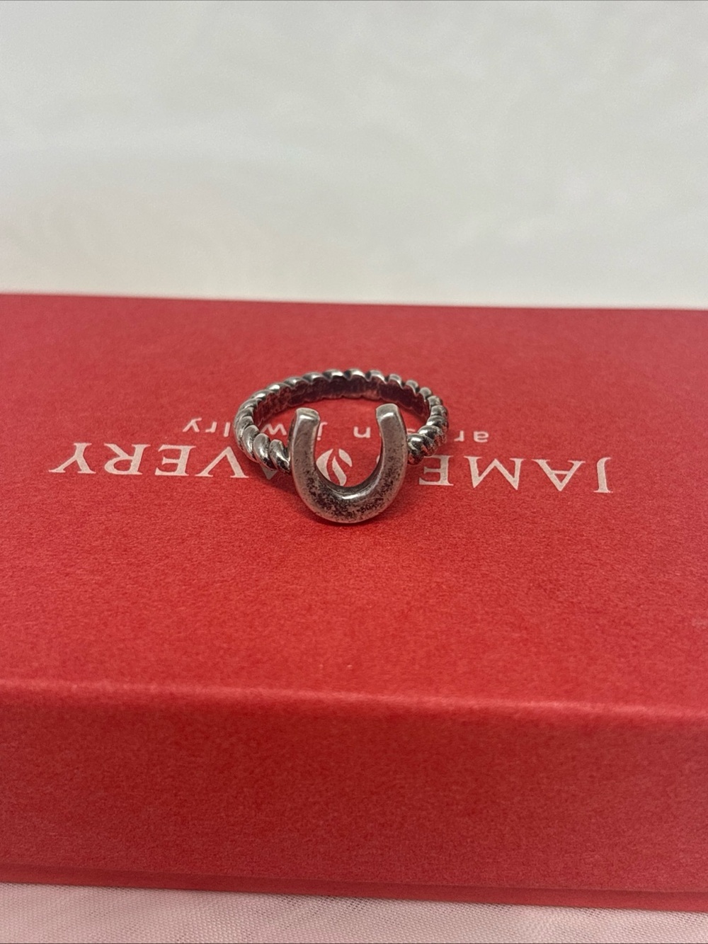 James Avery Silver-Tone Horseshoe Ring with Twisted Band